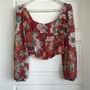 Aritzia Wilfred pink floral bustier blouse